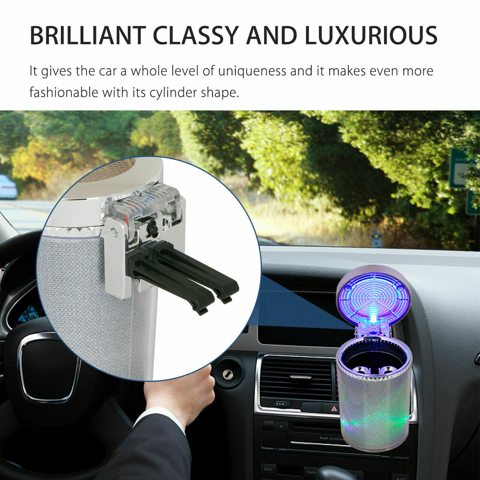 Colorful LED LightPortable Car Travel Cigarette Cylinder Ashtray Holder Cup