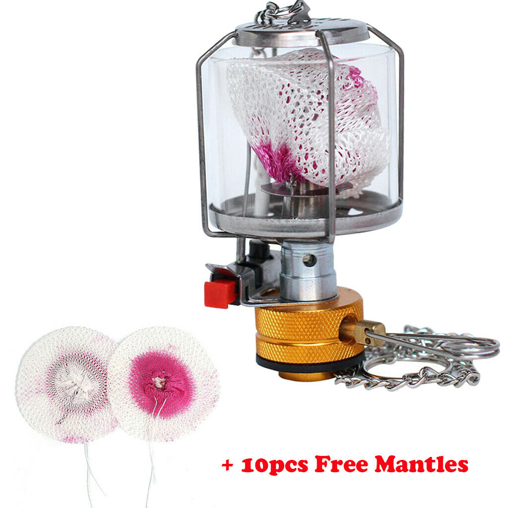 Gas Lantern Portable Fuel Lamp Fishing Butane 10 MantlesPicnic Compact Chain
