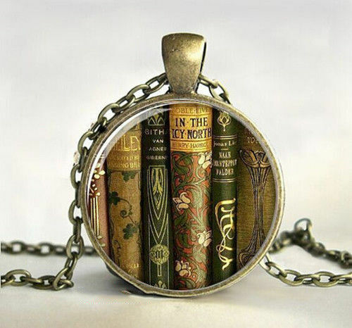 teacher's book gift Cabochon Tibetan Bronze Glass Chain Pendant Necklace CHI