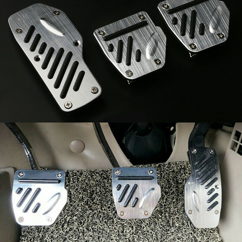 3Pcs Autos Non-skid Aluminum Accelerator Pedal Pad Cover throttle Brake Clutch