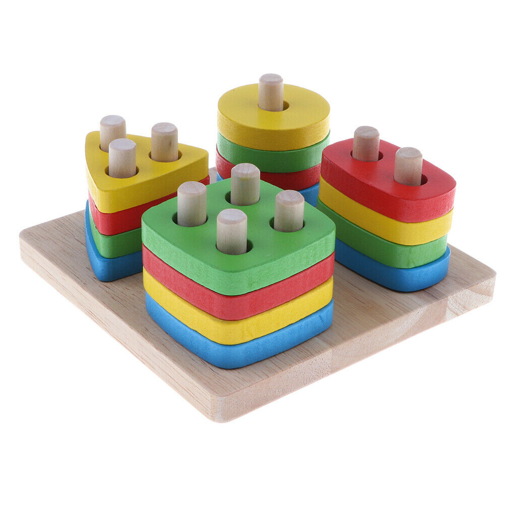Educational wooden geometry blocks, the puzzle development baby