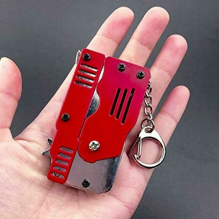 50+ HOT Rubber Band Gun Mini Metal Folding 6-Shot with Keychain and Rubber Band