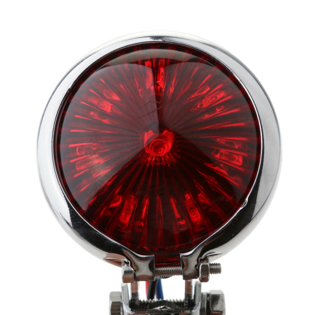 Chrome Motorcycle LED Rear Stop Tail Light for Custom Streefighter - Red