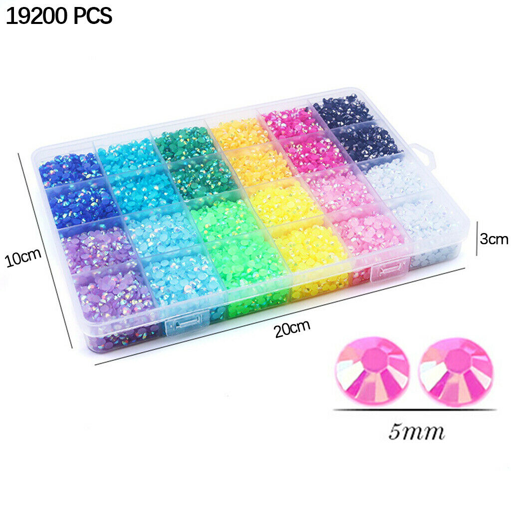 19200pcs Rhinestones Gems Set 12 Colors for Craft Nail Art Decoration 5mm