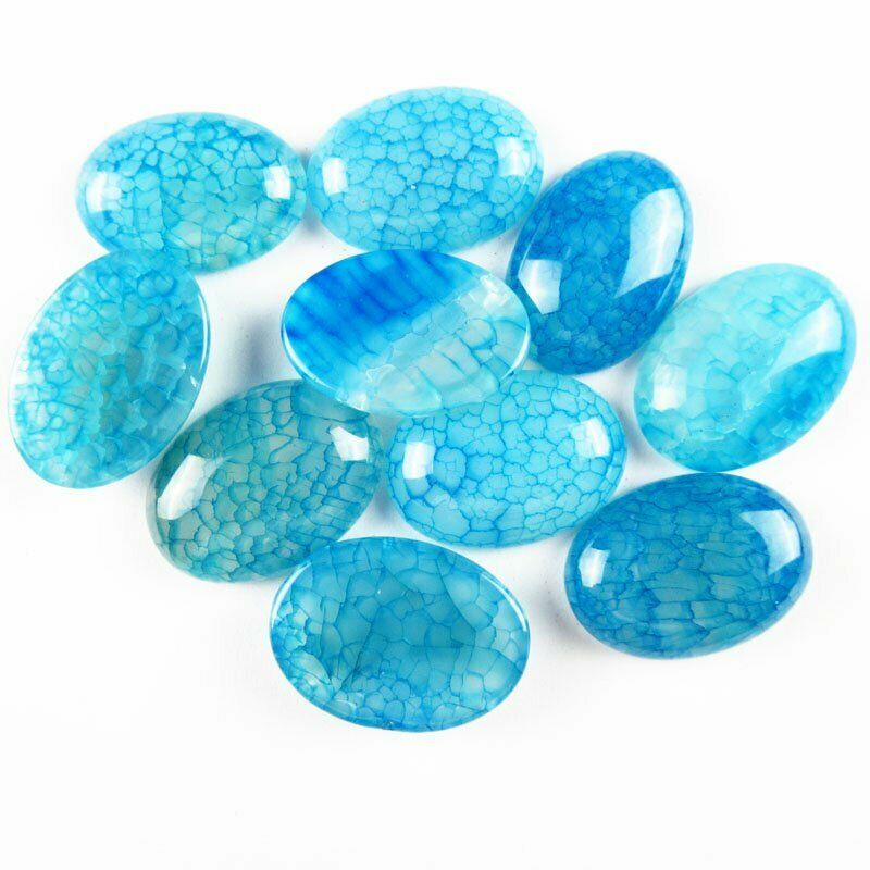 8pcs 25x18x6mm Blue Dragon Veins Agate 37g Oval Cab Cabochon A-276JM