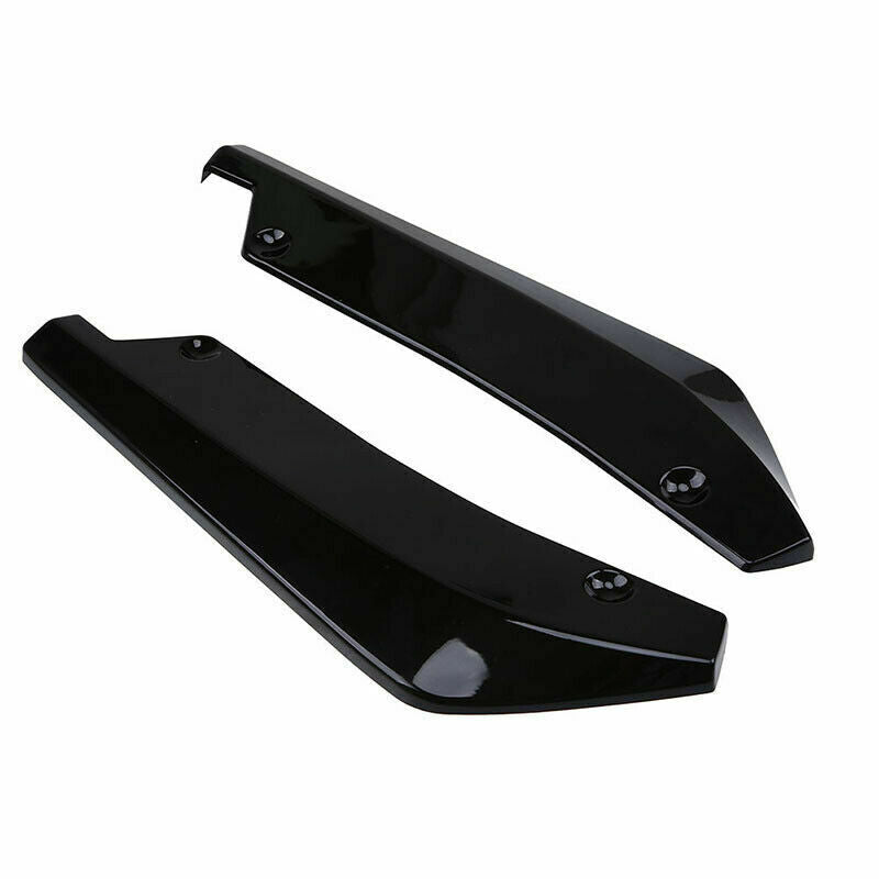 Pair Car Universal Glossy Black Rear Bumper Lip Wrap Angle Diffuser Splitter