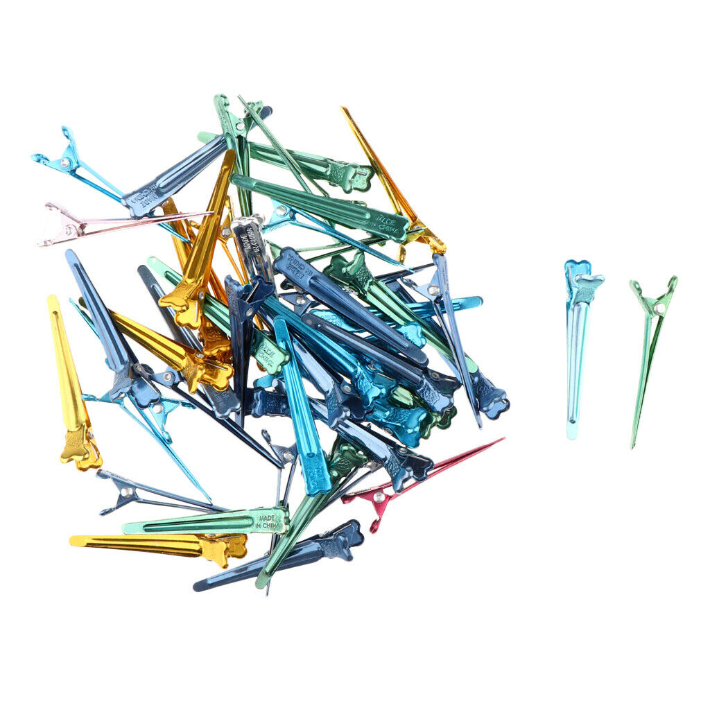 50x Colorful Styling Hair Clips Hairdressing Perm Grip Hair Extension Clamps