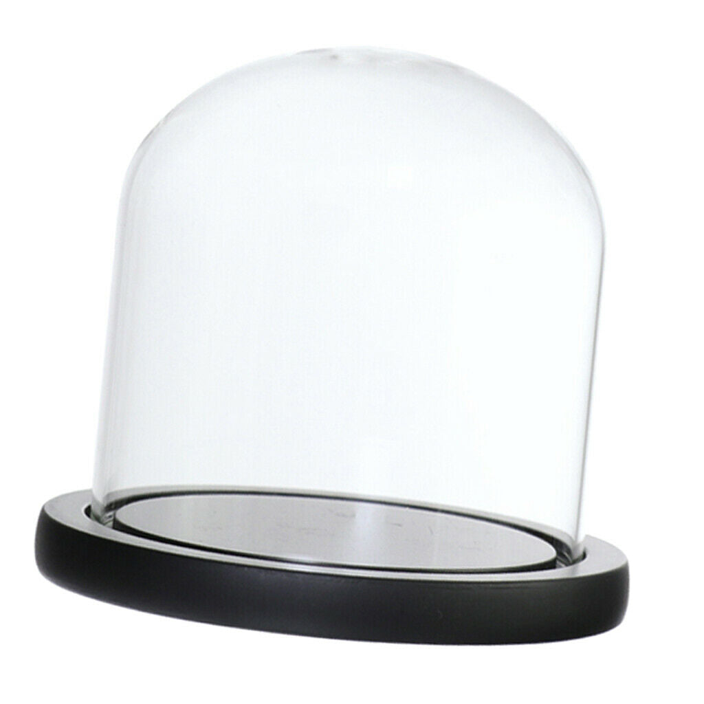 2Pcs 7x12 &12x12cm Clear Glass Dome with Wooden Base for Home Wedding Party
