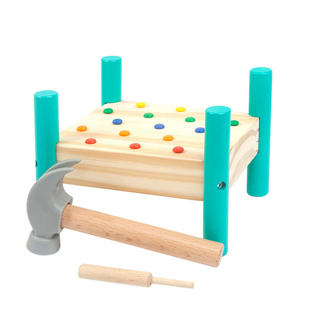 Wooden Pound-A-Peg DIY Children Learning Preschool Fine Motor Skill Gift