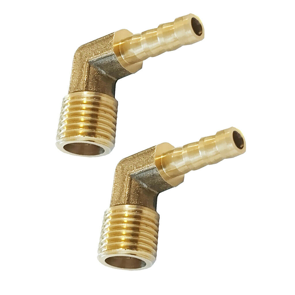 1/4'' BSP To 6mm+8mm Brass 90 Degree Male Elbow Barb Hose Tail Pipe Fitting