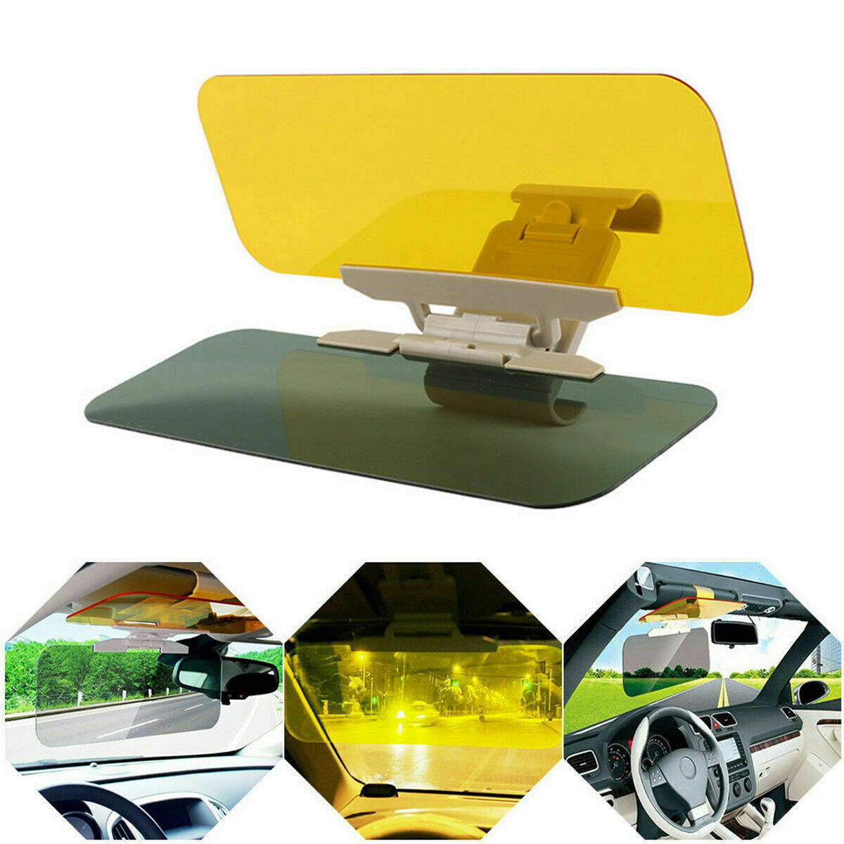 Car Sunshade Day and Night Sun Visor Anti-dazzle Goggles Clip-on Driving Shield