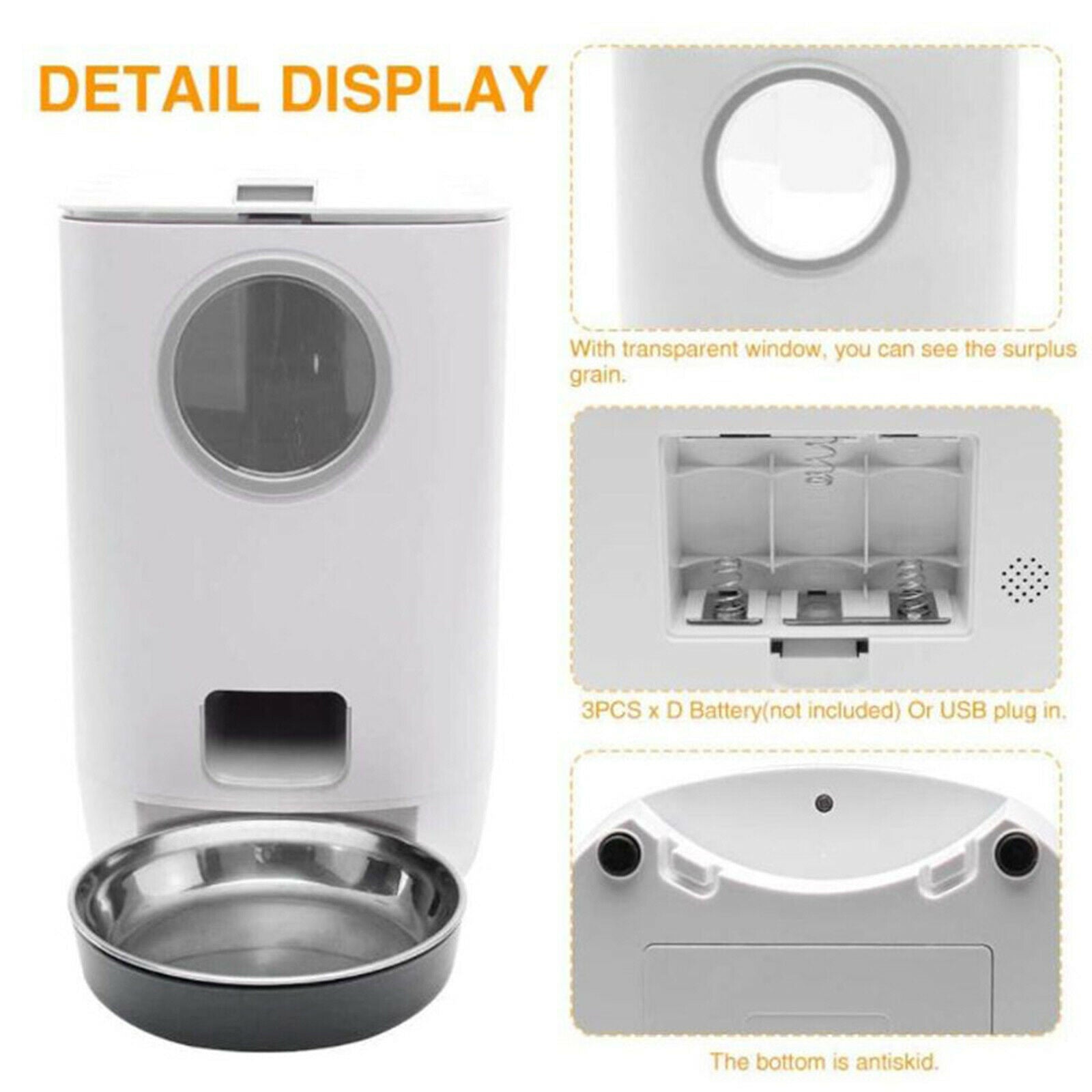 Automatic Pet Feeder for Dry Foods Timed Food Dispenser 1-4 Meals per Day