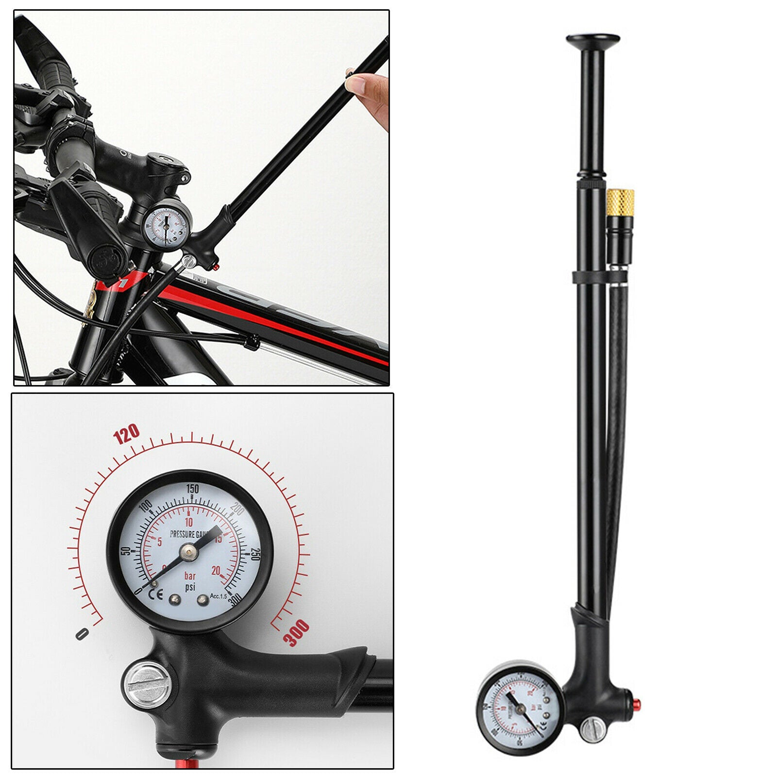 Shock Pump ( High-Pressure 120 PSI Max ) Fork Rear Shox MTB Bicycle Cycling