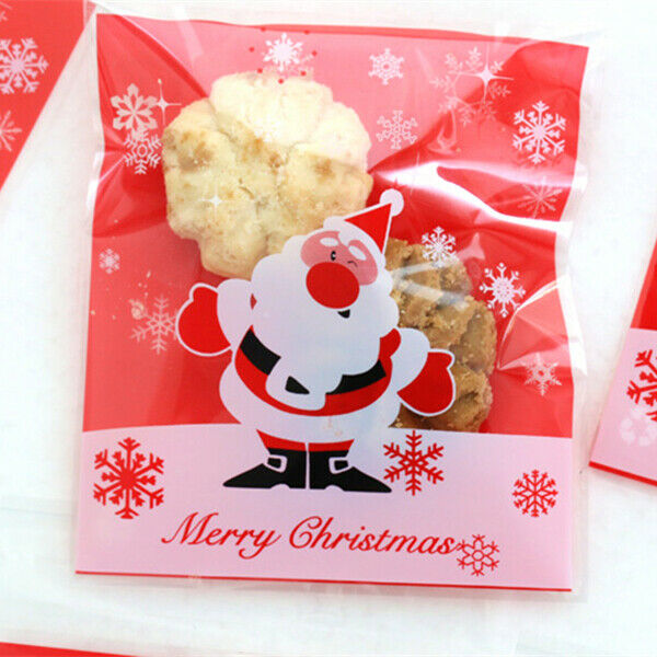 Santa Claus Bakery Cookie Candy Gift Soap Favor Cello Adhesive OPP Bag