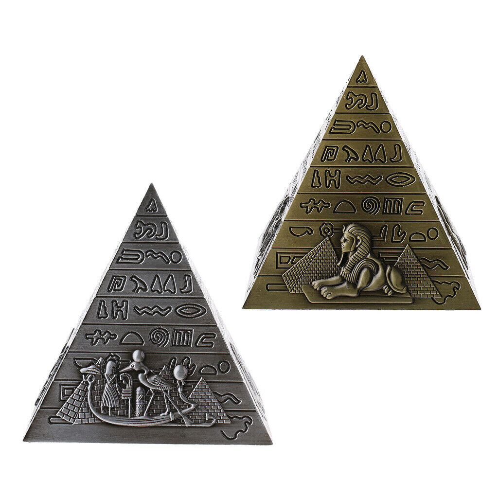 2x Egyptian Pyramid Statue Home Furnishing Bedroom Bookcase Decoration