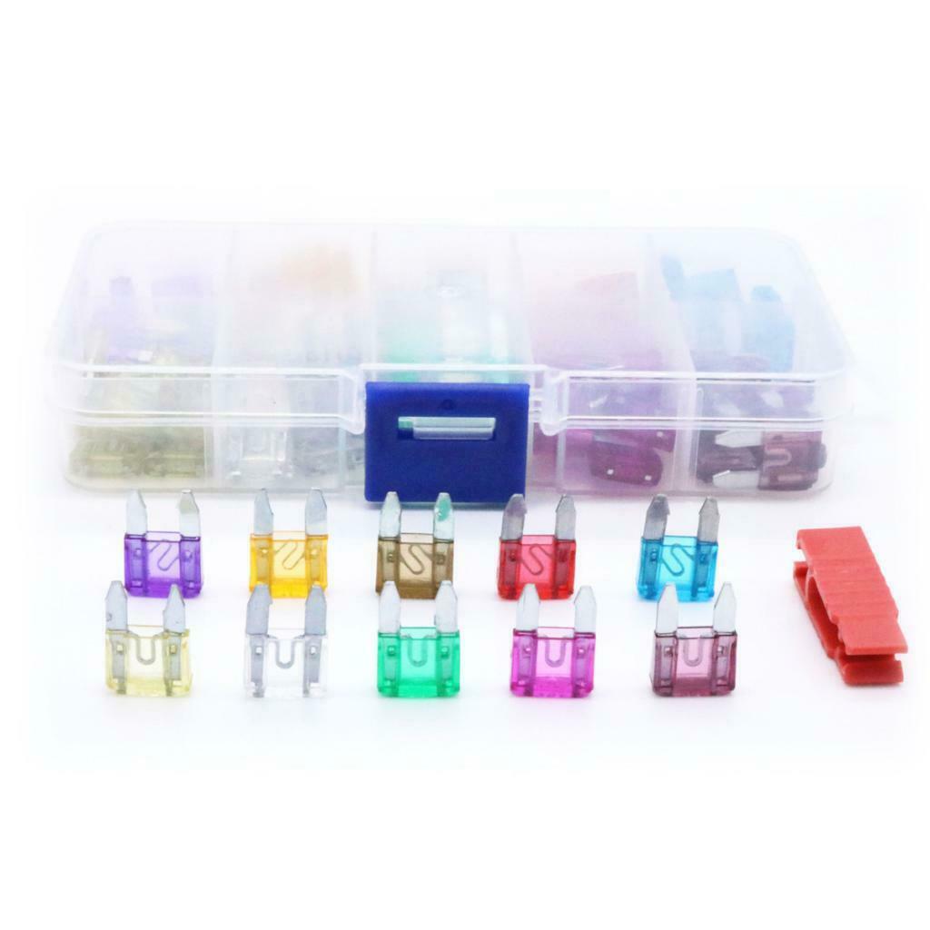 100 Pieces Automotive Car Motorcycle 3A-40A Mini Blade Fuses Kit With Puller
