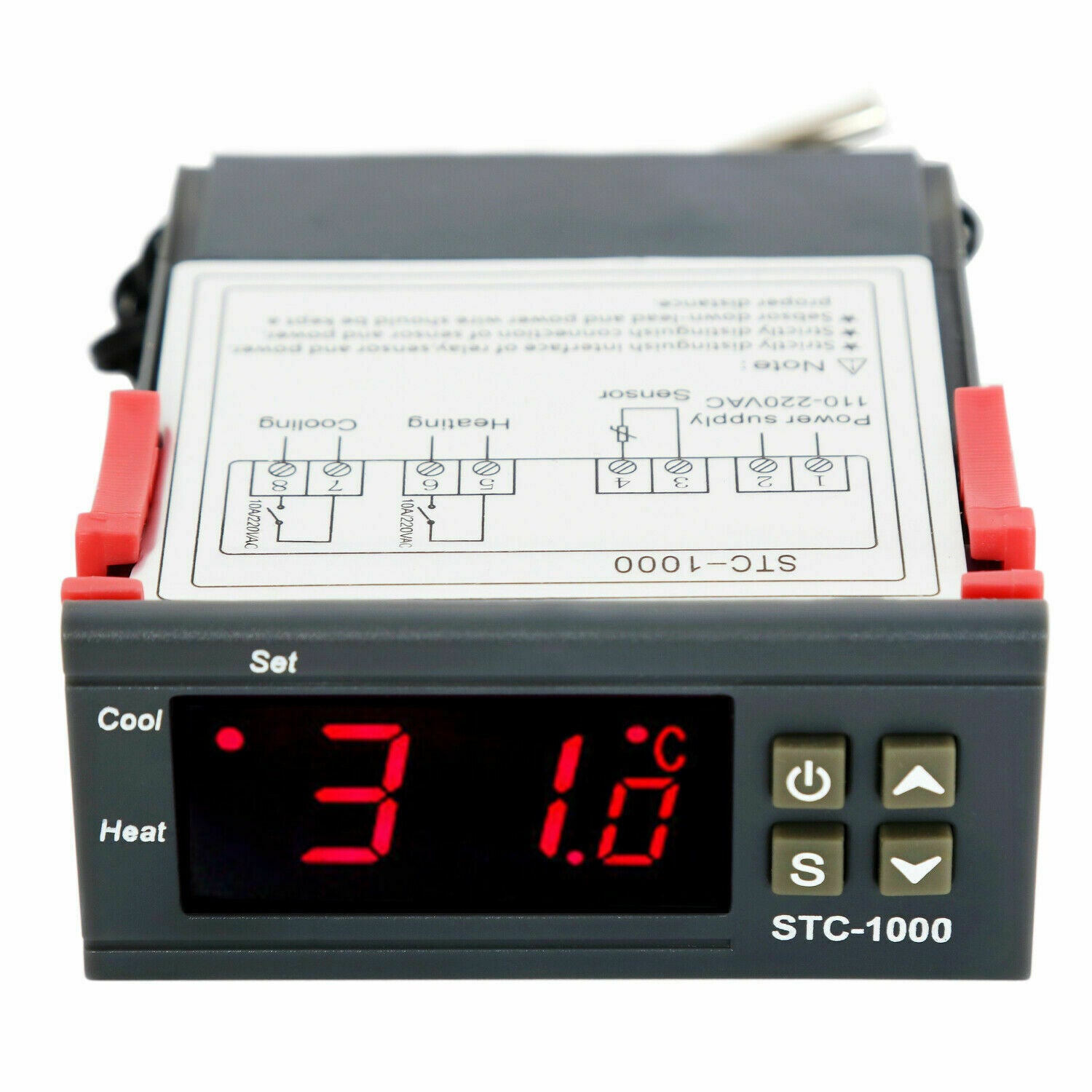 Digital Temperature Controller Thermostat with Sensor Universal Stc-1000 Ac 220V