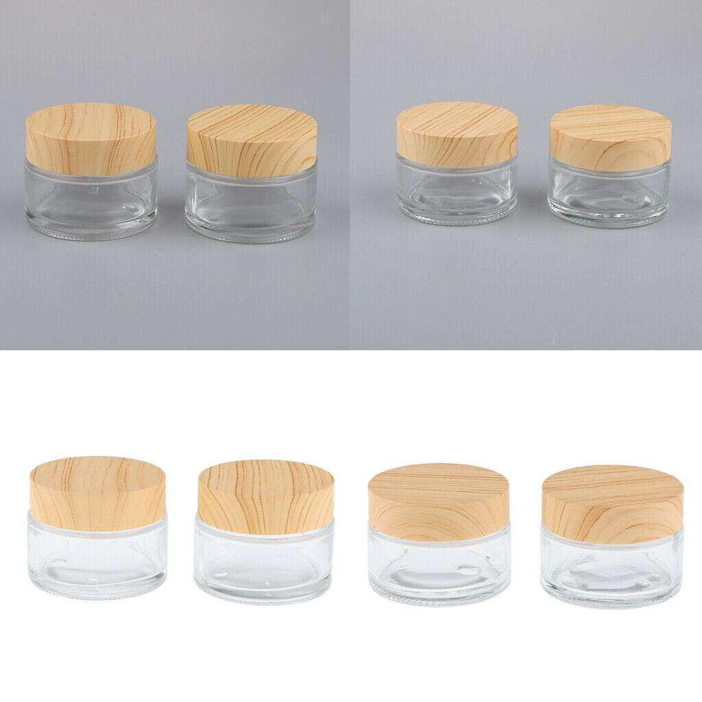 30g + 50g,Empty,Frosted Glass Pot Jars,Cosmetic Containers,4pcs