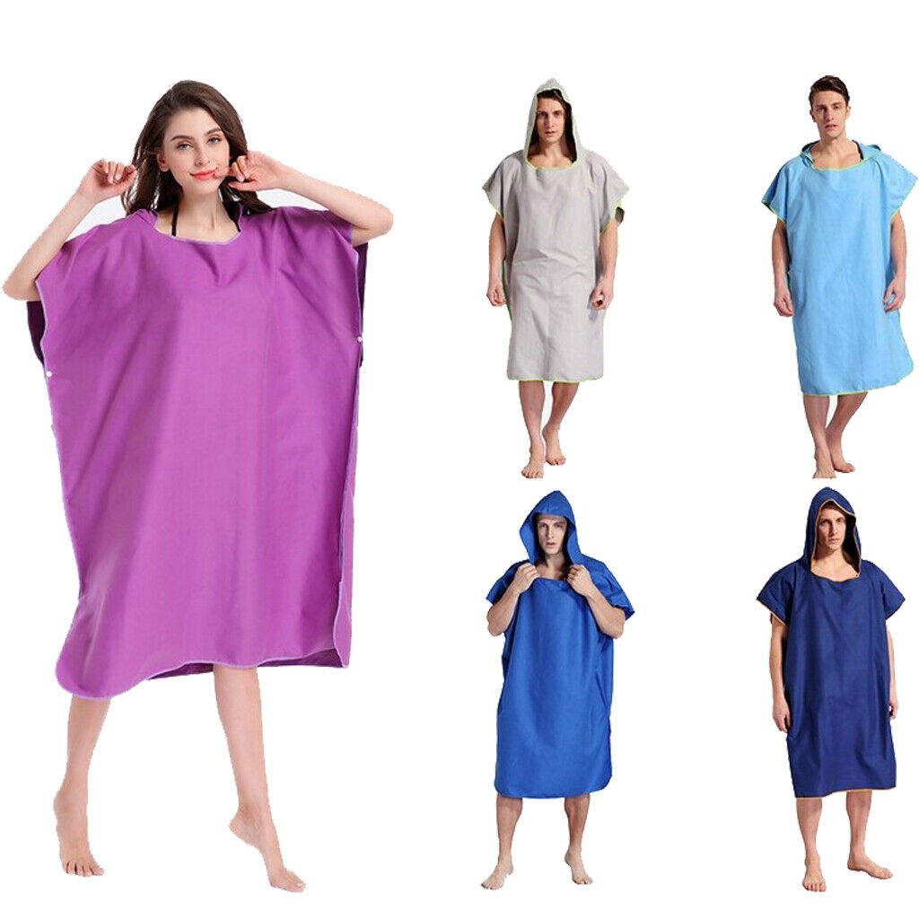 Surf Swim Beach Kayak Wetsuit Changing Towel Poncho Robe Towel & Hood Purple
