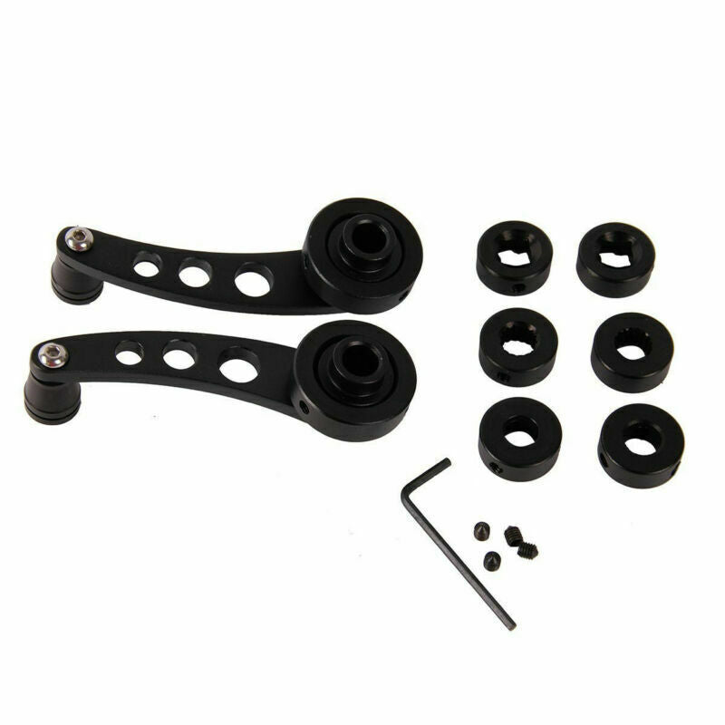 2 PCS 4.7" BILLET BLACK ALUMINUM CAR SUV WINDOW/DOOR WINDER GLASS HANDLES CRANKS