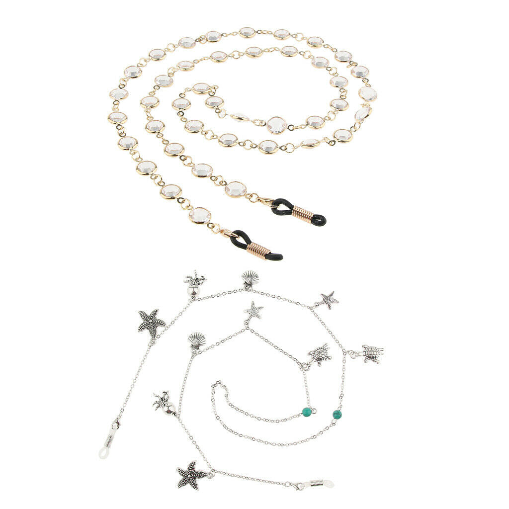 2pcs Metal Glasses Glasses Sunglasses Necklace Necklace Chain
