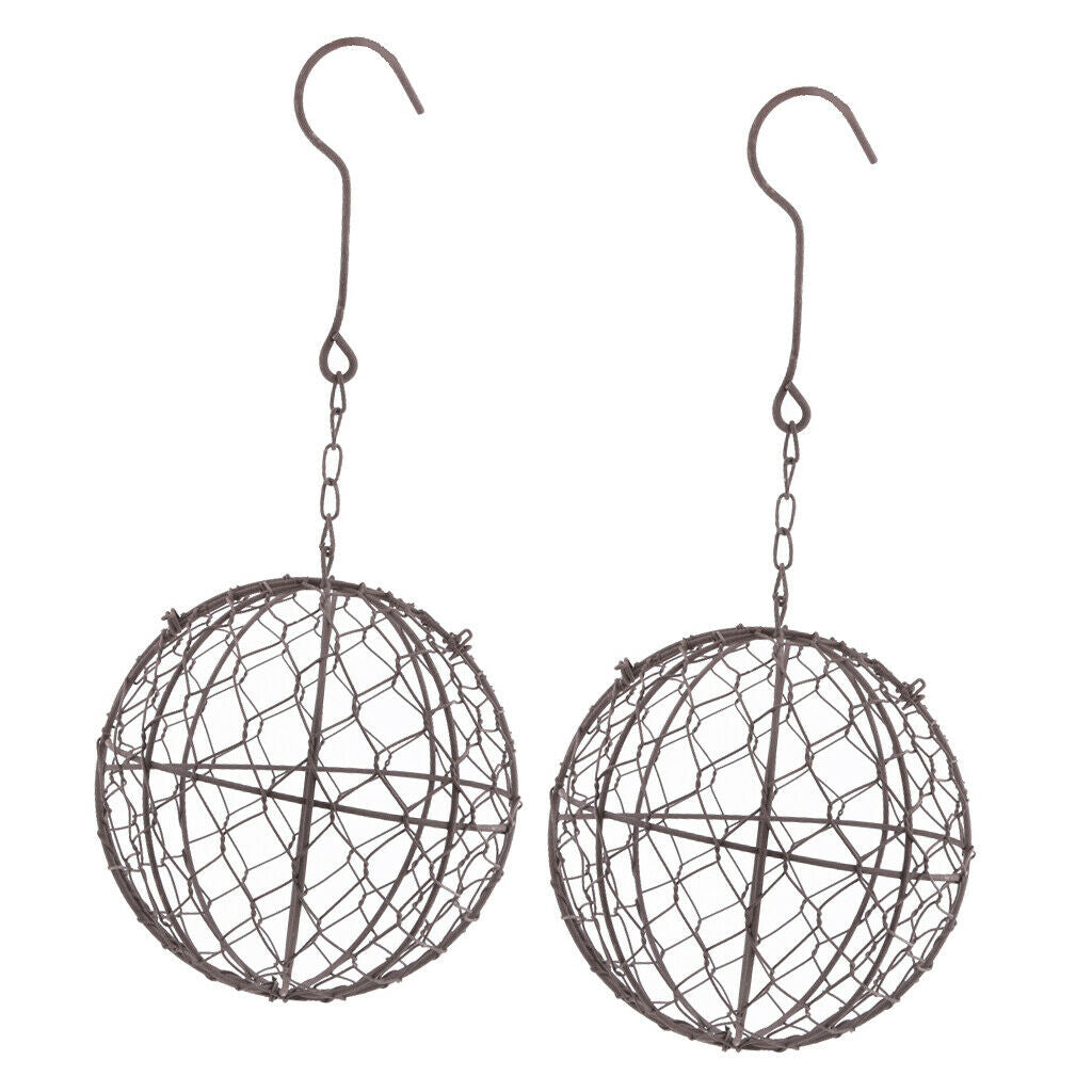 2Pcs 15cm Iron Frame Ball Shaped Metal Planter Wall Art Craft DIY Decoration