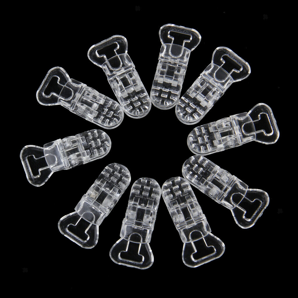 50pcs ABS T-Shape Clear Pacifier Clips Suspender Holder Craft Dummy Bib 0.8