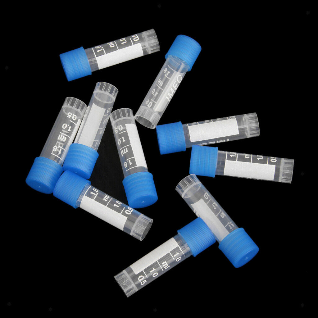 10Pcs/set 1.8ml Lab Plastic Frozen Test Tubes Vial Seal   Container for Lab
