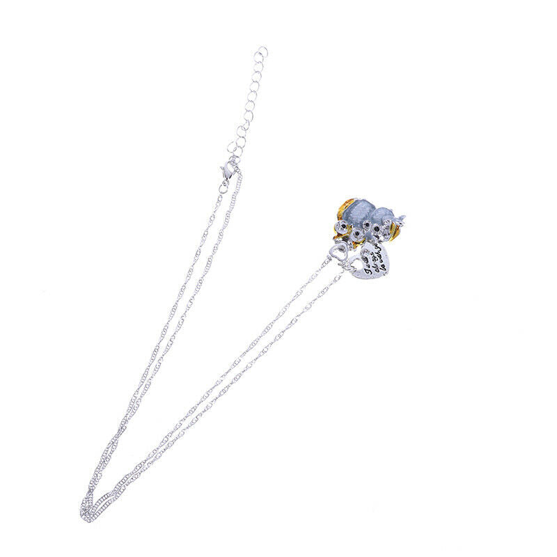 Creativity Lovely Owl Mother and Child Love Diamond Gift Necklace 925 Sil.l8