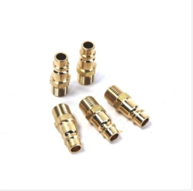 5 Packs of High-Flow 1/4" Npt Industrial Male Quick Disconnect Plugs