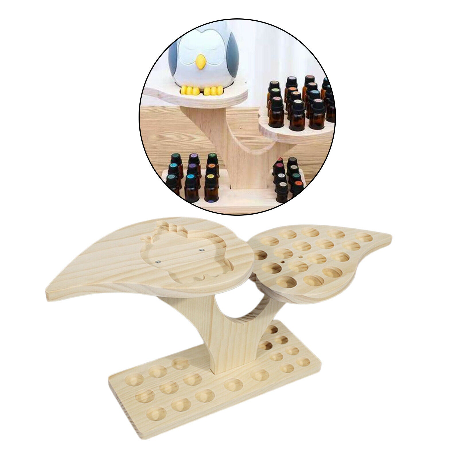 36 Slots Wooden Essential Oils Stand Diffuser Holder Display Carousel Box