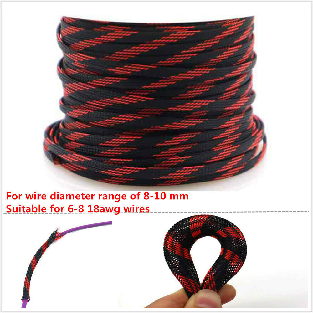 8MM-10MM Car Power Audio Cable Braided Conduit Horn Wire Weave Sleeve Hose Cover