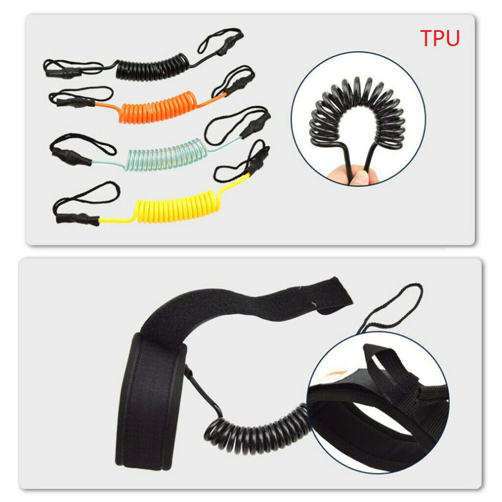2x Surfboard Leash TPU Premium Spring Coiled Wrist Ankle Leash Leg Rope