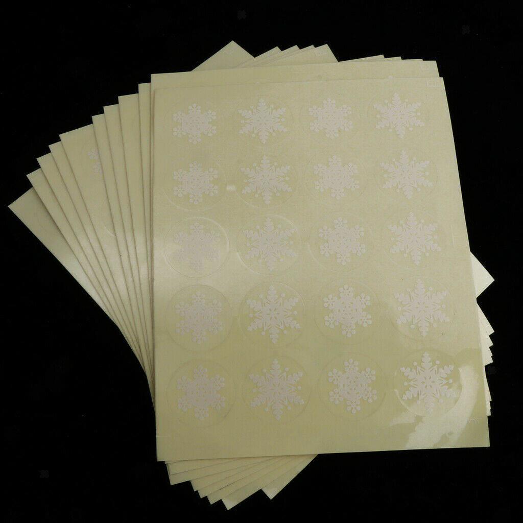 White Snowflake Stickers Round 25mm Self-Adhesive Transparent Background