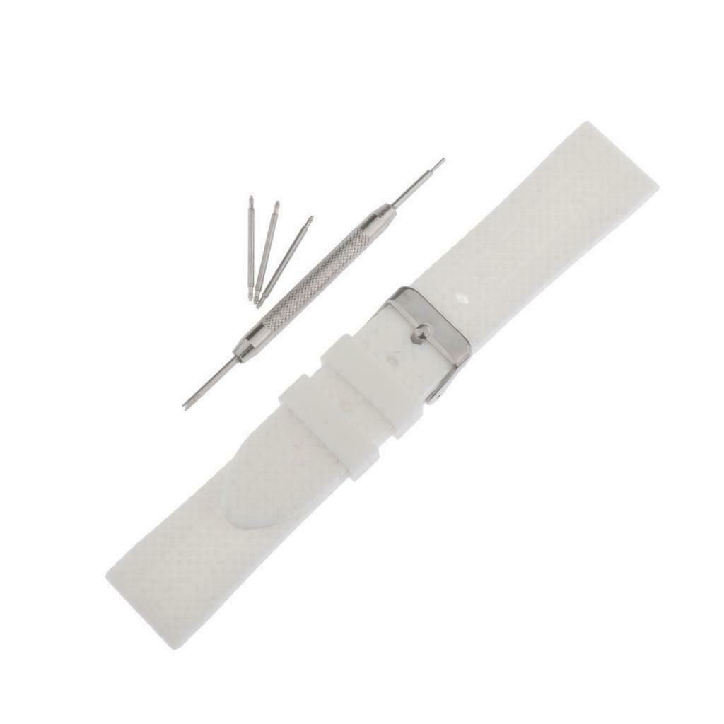 22mm Soft Silicone Watch Band Replacement Pin Buckle Accessories White