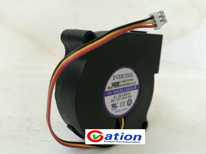 For EVERCOOL EC5015L12EA-B Mute Humidifier fan DC12V 0.10A 5CM 5015 3wire