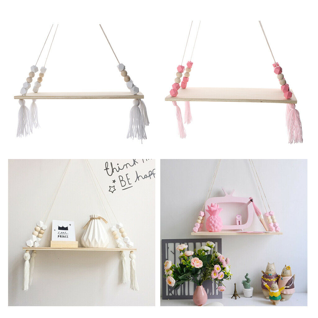 2x Wooden Floating Shelves Bracket Flower Vase Holder for Books Toys Set