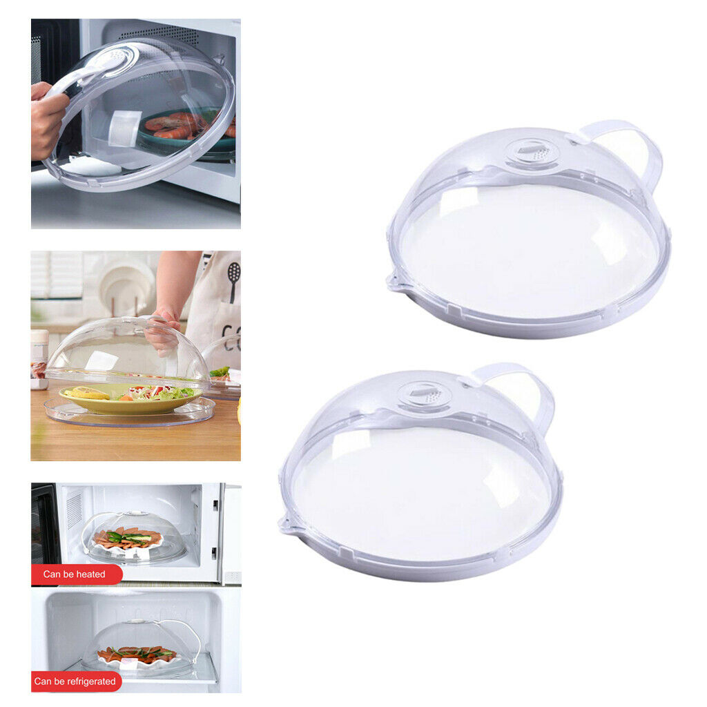 2 Pieces Transparent Microwave Plate Cover with Handle Anti Splattering