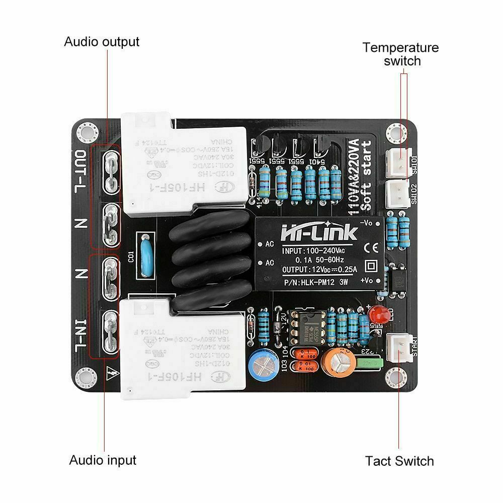 2000W High Power Soft Start Board 30A Dual Temperature Control for Amplifier