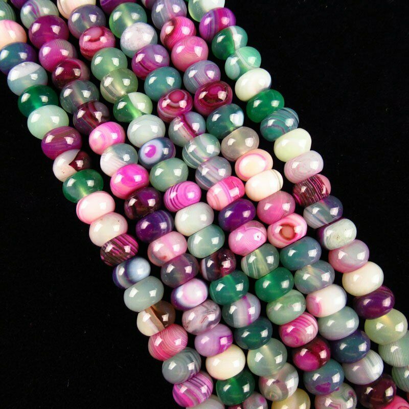 8x5mm Rainbow Onyx Agate Rondelle Pendant Loose Bead 15.5 inch 42g A-565TZ