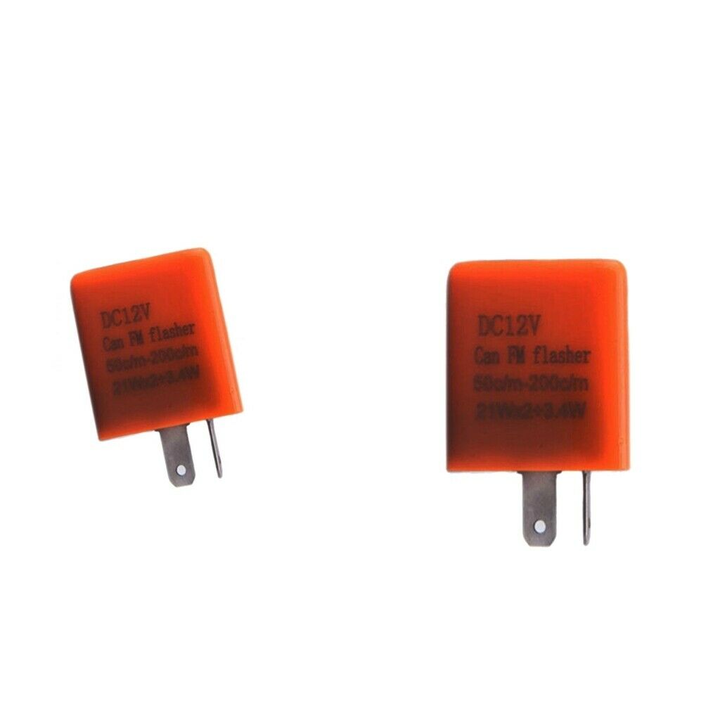 Pair 12V 2Pin Adjustable LED Flasher Relay Turn Signal Universal Orange