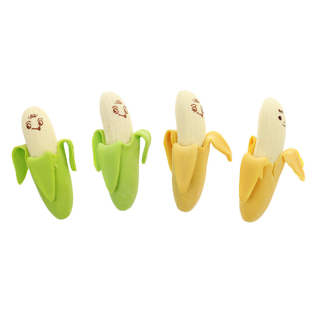 4pcs/Pack Attractive Cartoon Banana Fruit Pencil Rubber Erasers for Kids