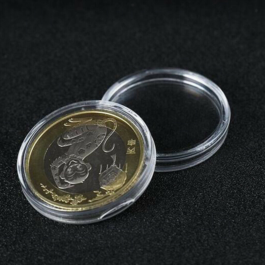 100pc Coin Capsules Round Plastic Coin Holder Case for Coin Collection Supplies,