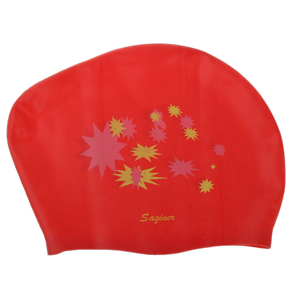 Waterproof Silicone Large Swim   for Long Thick Hair Bathing   Red
