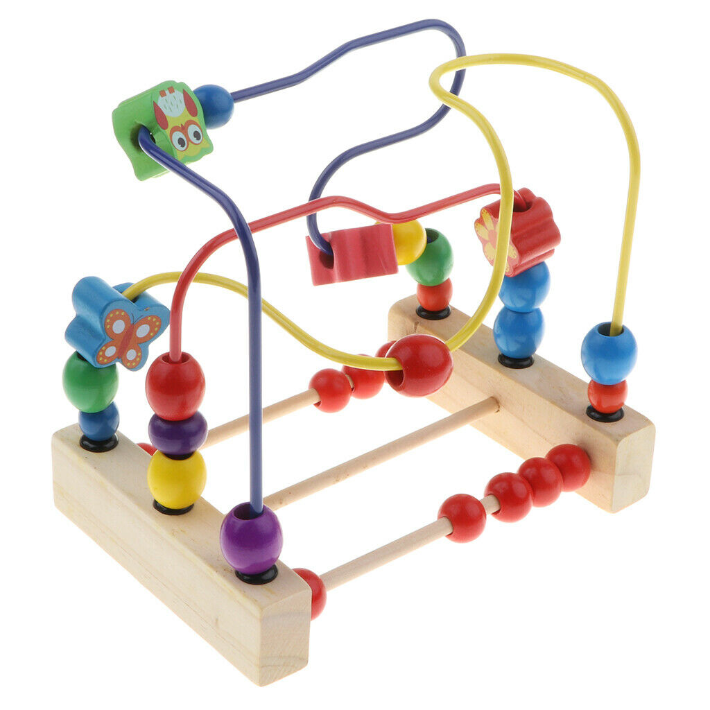 Bead Maze Activity   for Baby, Toddler Wooden Roller Coaster Sliding Beads on
