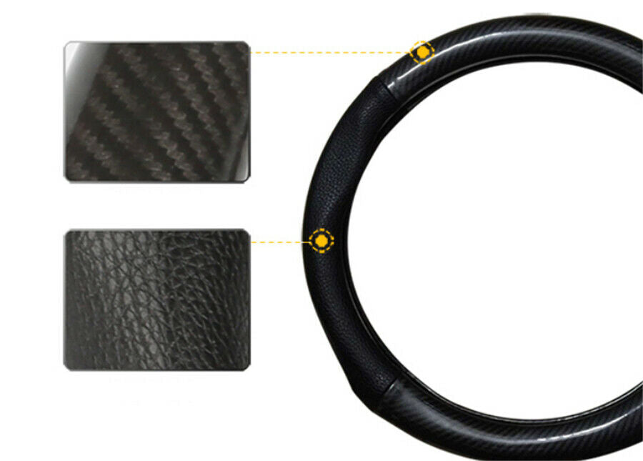 15 inch Carbon Fiber Stitching Steering Wheel Cover Black Non-slip black