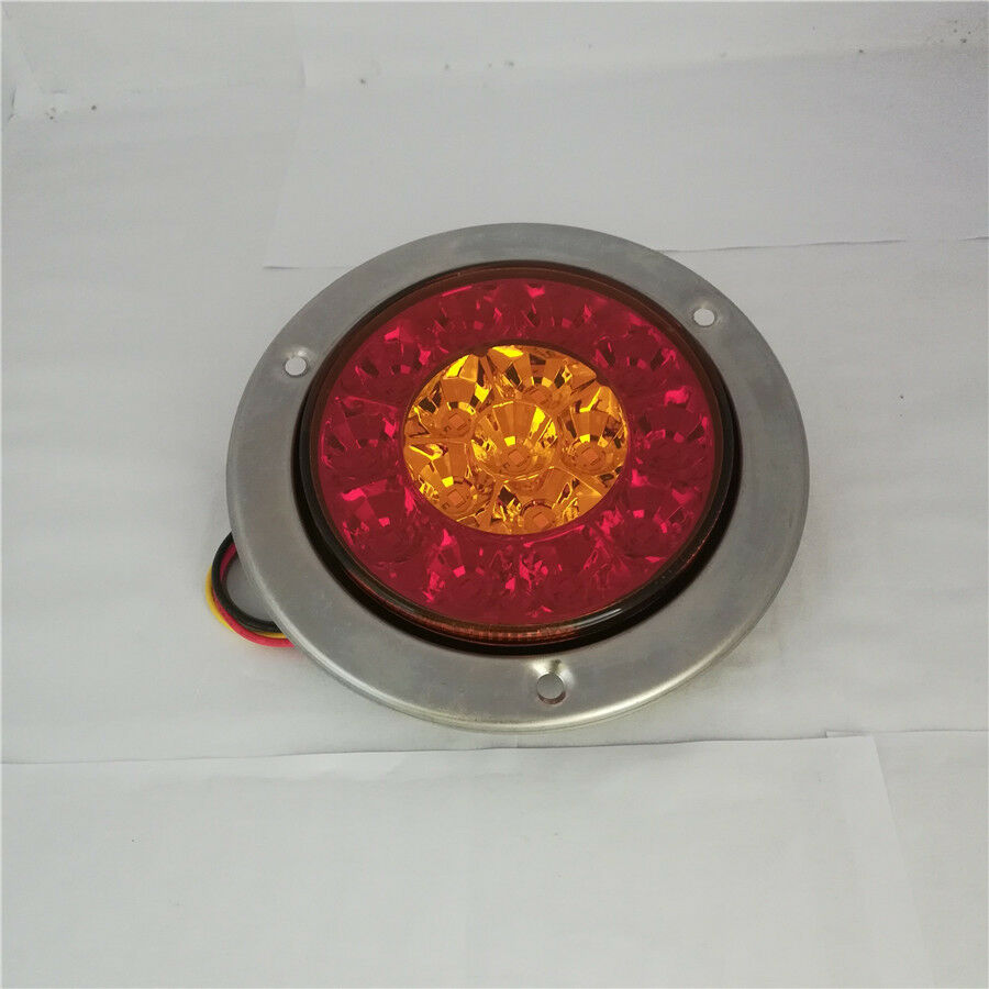 2pcs 16-LED 24V Round Clear Lens Red +Yellow Tail Lights Lamps Turn signal light