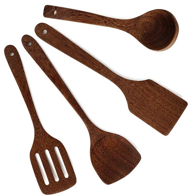 Wooden Spoons for Cooking Kitchen Utensil Set Of Unpainted and Wax-Free HandmaI4