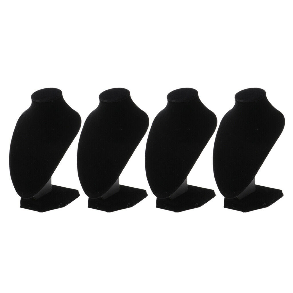 4 Packs Black Velvet Necklace Female Bust Display Pendant Jewelry Stands