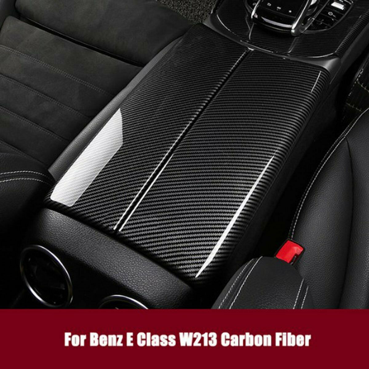 Carbon Color Center Armrest Box Panel Trim For Mercedes Benz E Class W213 16-19